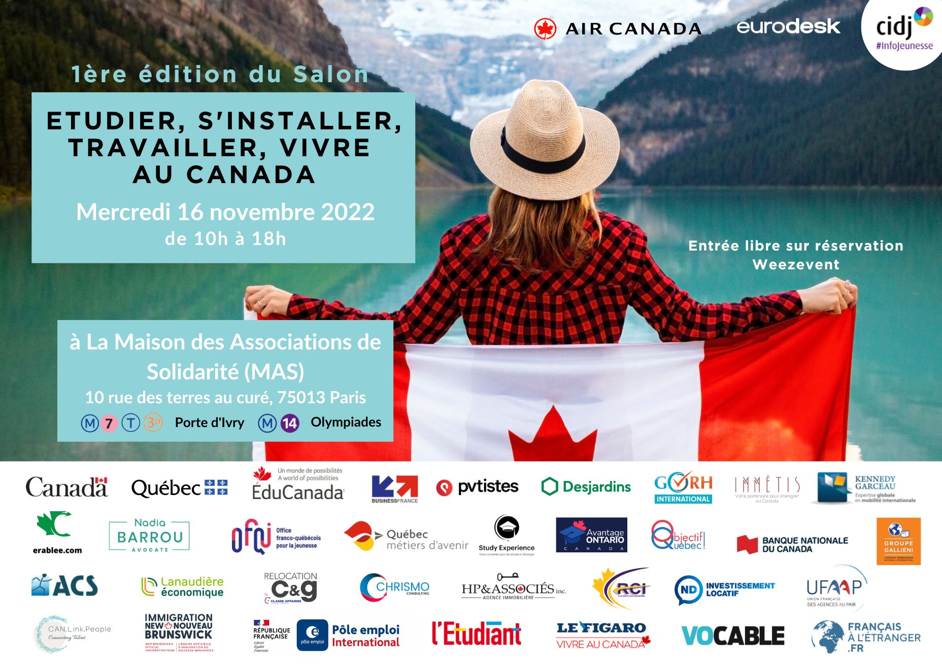 Salon étudier, s'installer, travailler, vivre au Canada le 16 Novembre à Paris